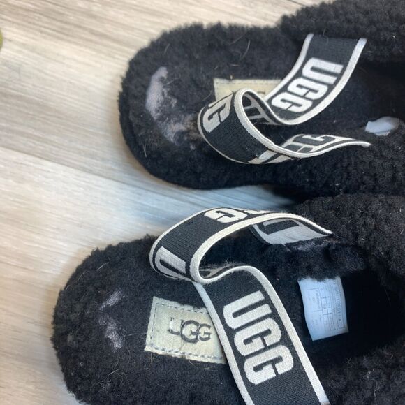 UGG Australia Fluff Yeah Slide Sandals Slingback Womens Size US 8 - Black - Picture 9 of 11